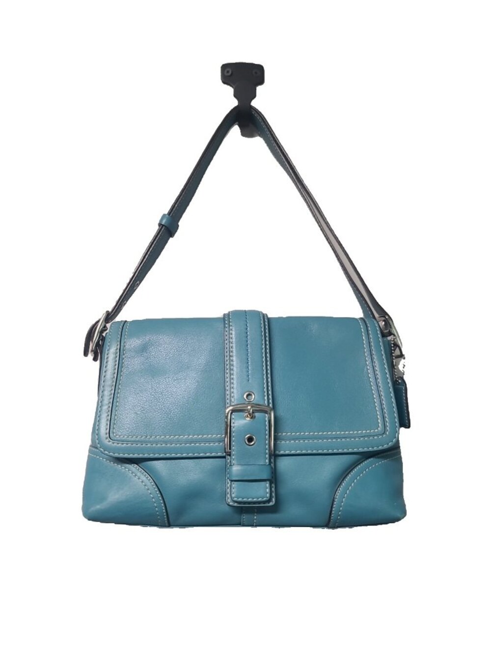 Coach Soho Flap Leather Shoulder Bag Blue F11196 Good